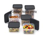 Tupperware zwarte cubix set vierkante voorraaddoos bewaarbak, Ophalen of Verzenden, Nieuw, Overige typen