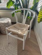 Set van 2 eetkamerstoelen wishbone wit/hout, Huis en Inrichting, Ophalen, Zo goed als nieuw, Bruin, Hout