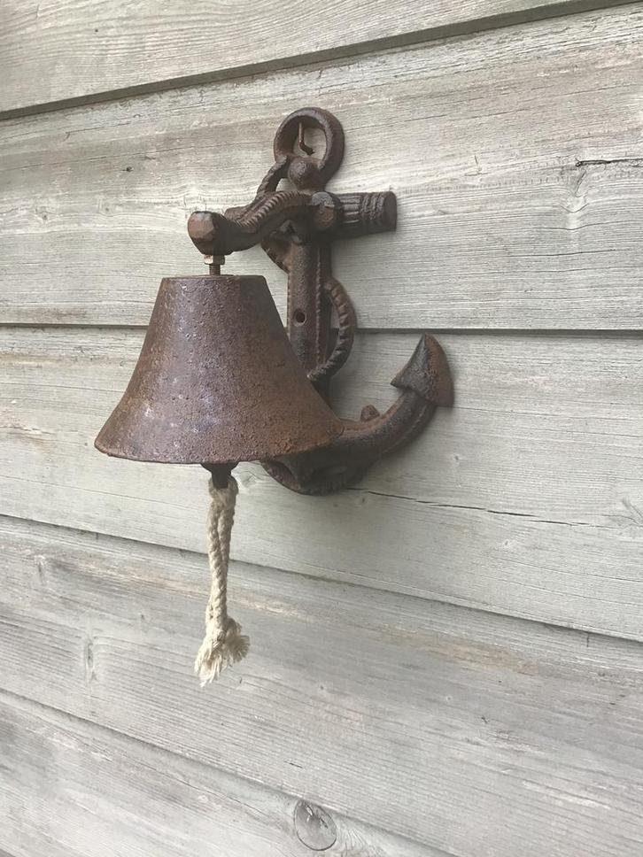 Gietijzeren buitenbel in de vorm van een anker, Verzamelen, Scheepvaart, Ophalen of Verzenden