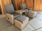 Saint Tropez coffeesetset verstelbaar dikke draad light grey, Nieuw, Loungeset, Wicker, Hocker