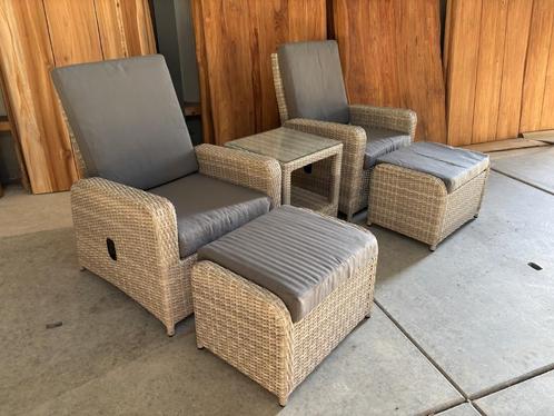 Saint Tropez coffeesetset verstelbaar dikke draad light grey, Tuin en Terras, Tuinsets en Loungesets, Nieuw, Loungeset, Wicker