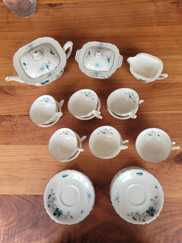 Antiek Thee Servies - 12 Delig, Antiek en Kunst, Antiek | Servies compleet, Ophalen of Verzenden