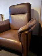 Comfortabele bruine lederen fauteuil, Huis en Inrichting, Fauteuils, Ophalen, Gebruikt, Minder dan 75 cm, Leer