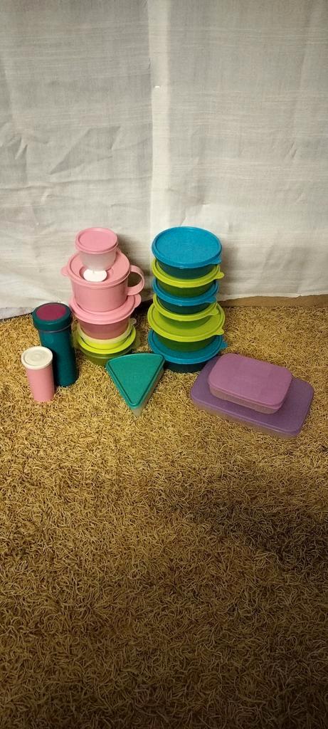 Grote Tupperware Partij - Gebruikt, Goede Staat, Huis en Inrichting, Keuken | Tupperware, Gebruikt, Bak of Kom, Blauw, Groen, Paars