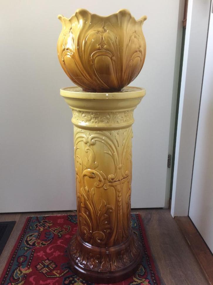 piedestal jardiniere zuil engelse cachepot bloempot art deco, Antiek en Kunst, Antiek | Keramiek en Aardewerk, Ophalen of Verzenden