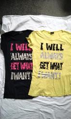 2 T-shirt geel en zwart maat 170/176, Jongen of Meisje, Ophalen of Verzenden, Zo goed als nieuw, Shirt of Longsleeve