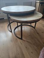 Set ronde Salontafels Mangohout, Huis en Inrichting, Tafels | Salontafels, Ophalen, 50 tot 100 cm, Rond, 50 tot 100 cm