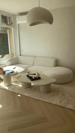 LOUNGE BANK TEDDY BOUCLÉ BEIGE WIT BANKSTEL, Ophalen, Nieuw, 150 cm of meer, Vierpersoons of meer