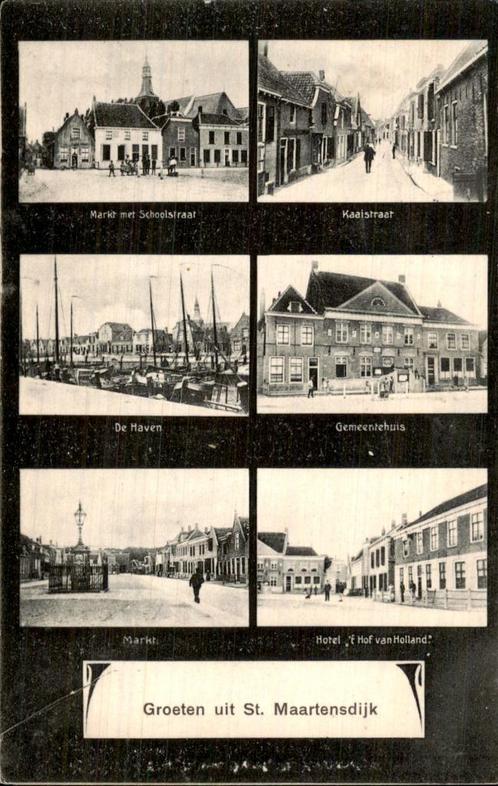 St. Maartensdijk - Hotel HOf  Kaaistraat haven Schoolstraat, Verzamelen, Ansichtkaarten | Nederland, Gelopen, Zeeland, Voor 1920