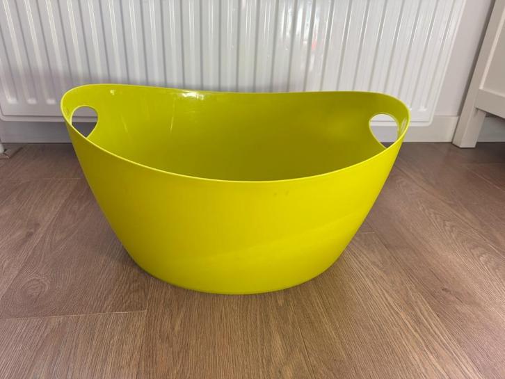 Koziol gele / groene ovale opbergmand / opbergbak, Huis en Inrichting, Woonaccessoires | Schalen en Manden, Zo goed als nieuw