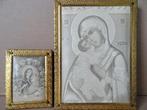 Antiek icoon Rusland 2x 1950 Maria de Moeder Gods 7x9 13x17, Ophalen of Verzenden, Gebruikt, Overige typen, Christendom | Katholiek