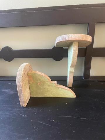 Brocante franse wandconsoles wandplankjes groen beschikbaar voor biedingen