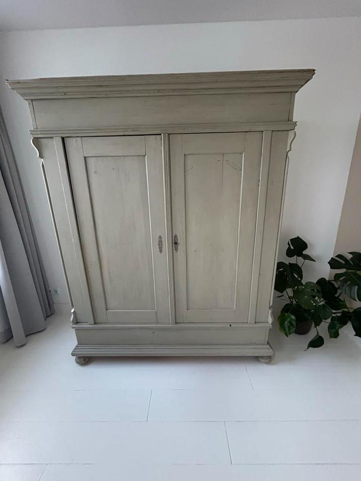 Antieke Linnenkast met Hangruimte en Planken, Huis en Inrichting, Kasten | Kledingkasten, Gebruikt, 200 cm of meer, 150 tot 200 cm