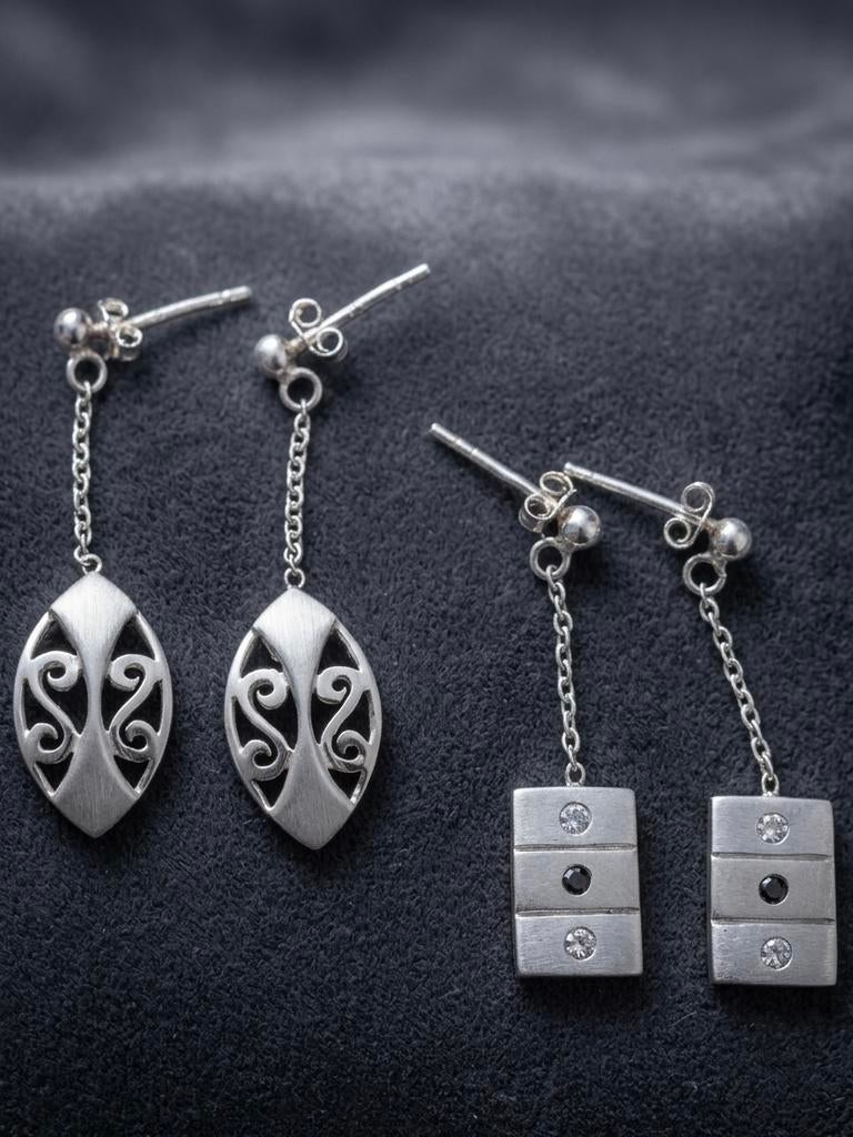 Twee paar zilveren vintage oorbellen, Sieraden, Tassen en Uiterlijk, Antieke sieraden, Ophalen of Verzenden, Zilver