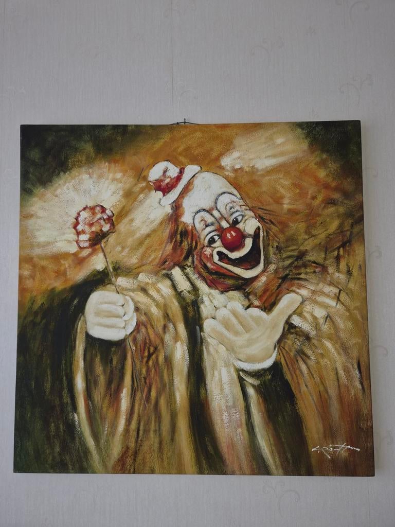 Schilderij van een clown, Ophalen of Verzenden