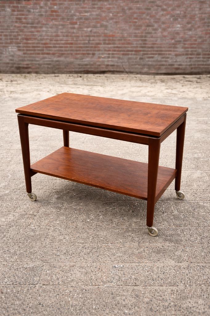 Vintage Jaren 60 Teak Houten Trolley, Theetafel, Barcart 60s, Huis en Inrichting, Gebruikt, 55 tot 75 cm, Rechthoekig, Hout