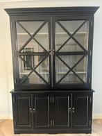Massief houten buffetkast zwart, Ophalen, Glas, 200 cm of meer, 150 tot 200 cm