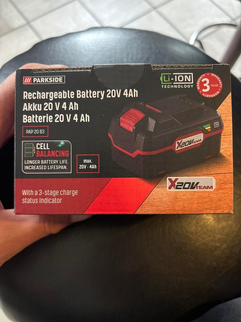 3x nieuwe Parkside X20V Team Accu 20V 4Ah PAP 20 B3, Doe-het-zelf en Verbouw, Gereedschap | Boormachines, Ophalen, Nieuw, Boor- en Schroefmachine