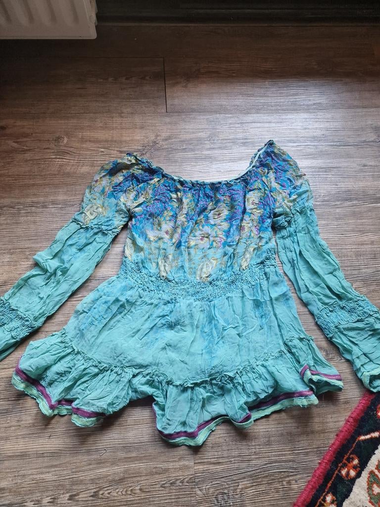 Opvallende bohemian blouse/tuniek M/L, Ophalen of Verzenden, Zo goed als nieuw, Korte mouw