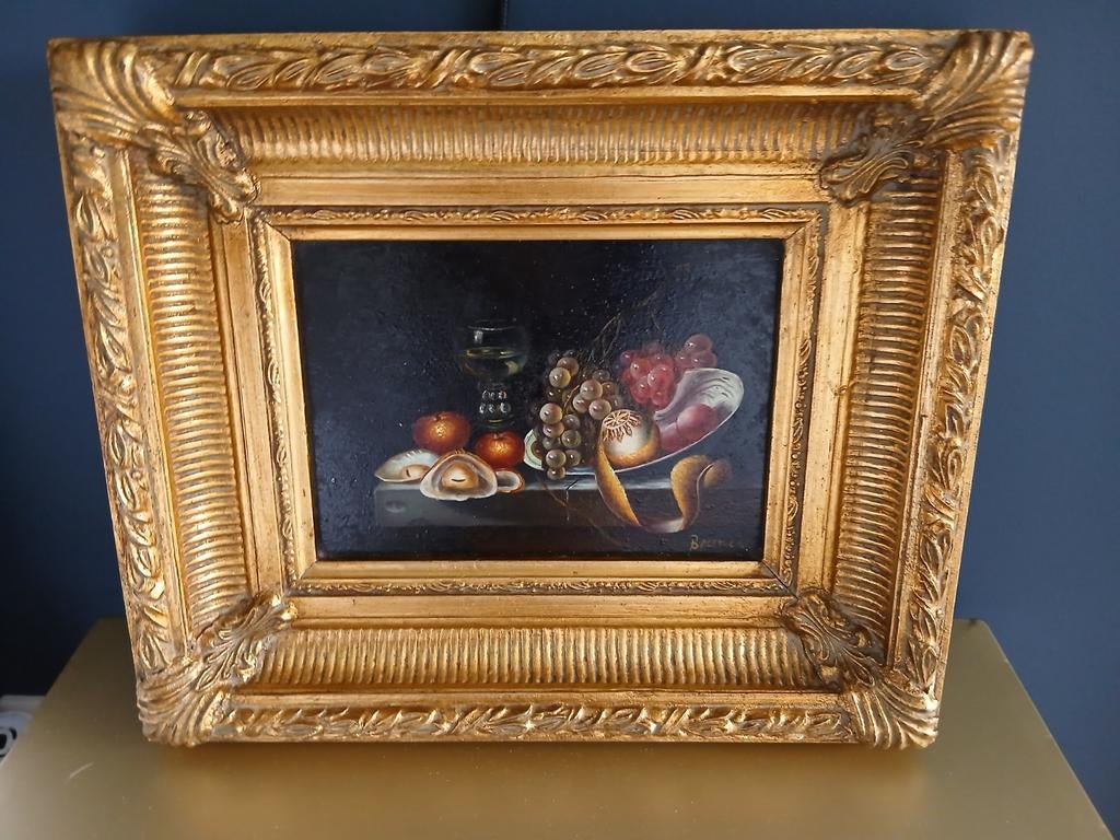 Klein stilleven met schaal en fruit., Antiek en Kunst, Kunst | Schilderijen | Klassiek, Ophalen of Verzenden