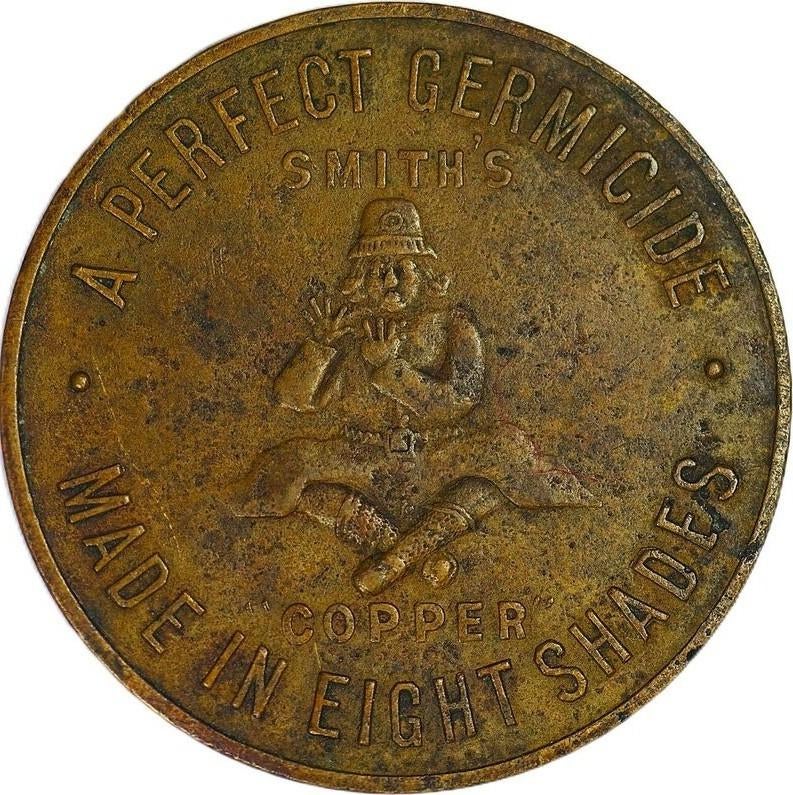V.S. reclamepenning Smith’s Copper Cement swastika VF+, Postzegels en Munten, Ophalen of Verzenden, Brons, Buitenland