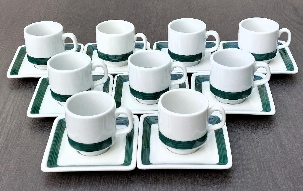 9 stuks Mosa kop en schotel (241011), Huis en Inrichting, Keuken | Servies, Ophalen of Verzenden, Porselein, Overige stijlen, Kop(pen) en/of Schotel(s)