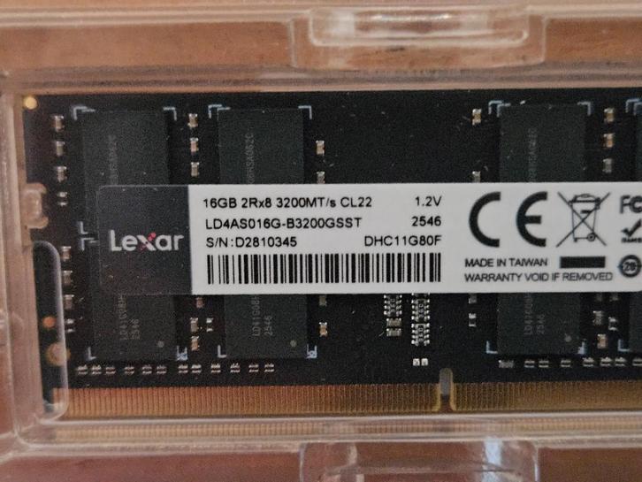 Nieuw: Lexar 16GB DDR4 Sodimm 3200MHz, Computers en Software, RAM geheugen, Nieuw, Laptop, 16 GB, DDR4, Ophalen of Verzenden