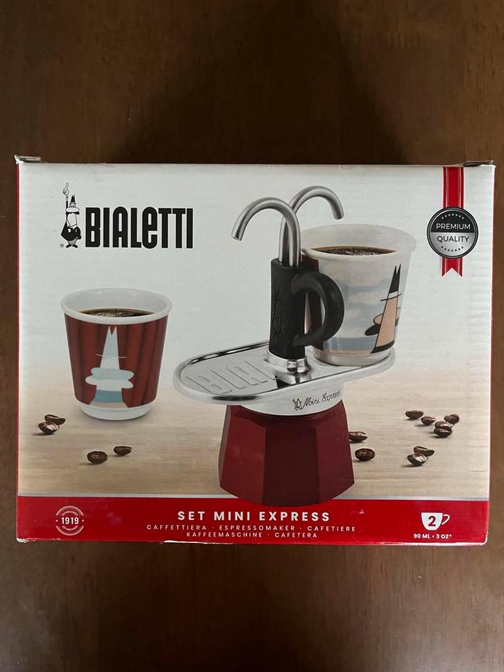 Bialetti Set Mini Express 2 kopjes, Witgoed en Apparatuur, Koffiezetapparaten, Nieuw, Gemalen koffie, Espresso apparaat, 2 tot 4 kopjes