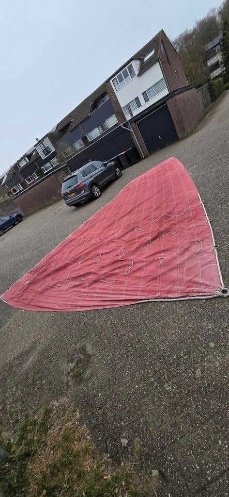 platbodem Grootzeil - Gebruikt, voor reserve of projecten, Watersport en Boten, 6 meter of meer, Gebruikt, Grootzeil, 15 tot 30 m²