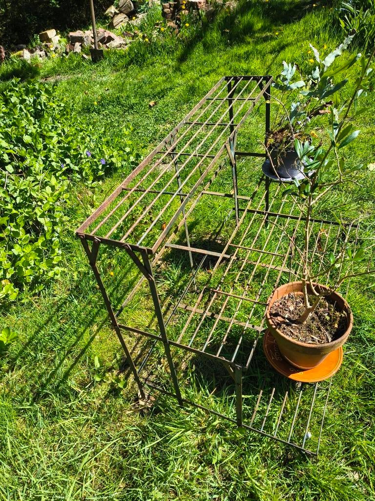 Vintage metal plantenrek - 3 etages, Ophalen, Gebruikt, 100 cm of meer, Metaal