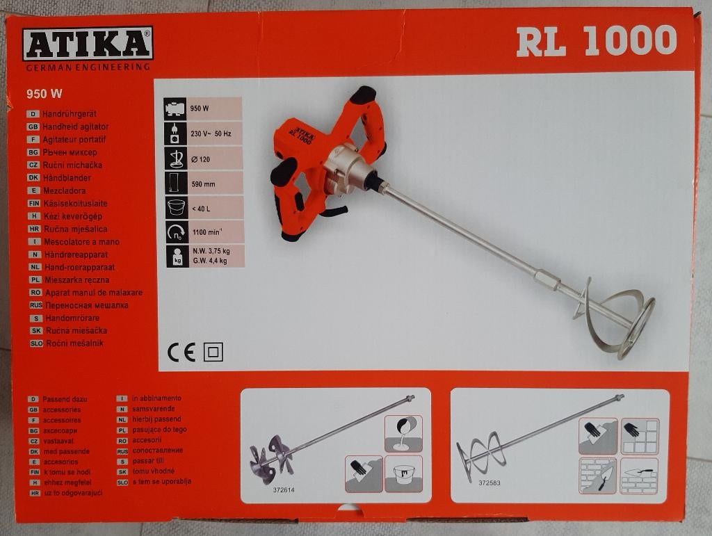 Accu roerapparaat Atika RL 1000, Doe-het-zelf en Verbouw, Betonmolens, Ophalen of Verzenden, Nieuw