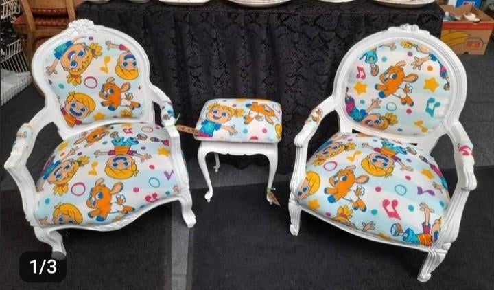 2 x kinder barok fauteuil opnieuw gestoffeerd kleine kleuter, Ophalen of Verzenden, Zo goed als nieuw, Stoel(en)