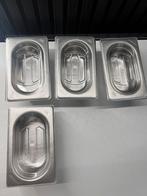 4 X RVS GASTRONORM HORECA BAKJES BAK MET DEKSEL 1/9, Ophalen of Verzenden, Zo goed als nieuw