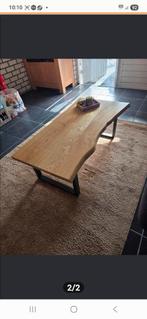 Zgan boomstam salontafel met ijzeren frame, Huis en Inrichting, Tafels | Salontafels, Ophalen, 100 tot 150 cm, 50 tot 100 cm, Zo goed als nieuw