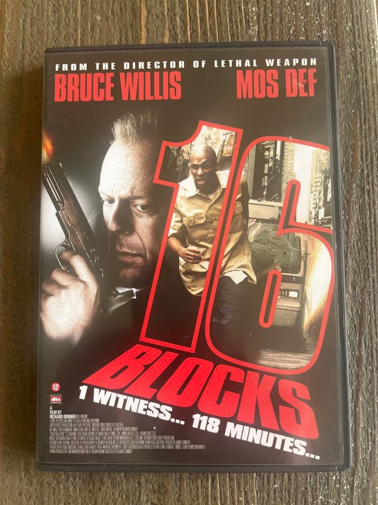 16 Blocks DVD met Bruce Willis en Mos Def, Vanaf 12 jaar, Ophalen of Verzenden, Gebruikt, Actiethriller