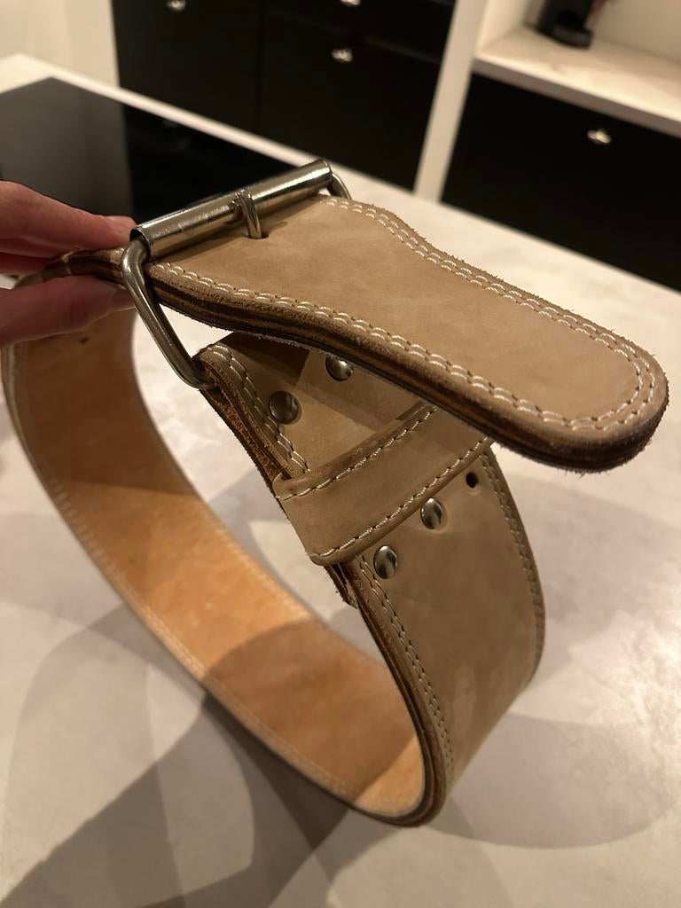 Leren Gewichthefriem / Lifting Belt, Sport en Fitness, Fitnessmaterialen, Ophalen, Zo goed als nieuw, Rug, Halterriem