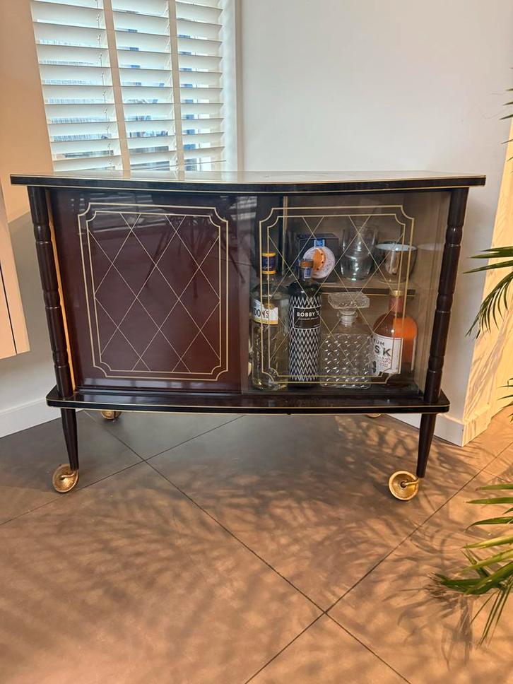 Vintage Drankenkastje / Barmeubel op wielen, Huis en Inrichting, Kasten | Overige, Gebruikt, Ophalen