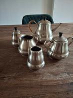 Vintage Tinnen Servies - Theepot, Melkkan, Suikerpot, Ophalen