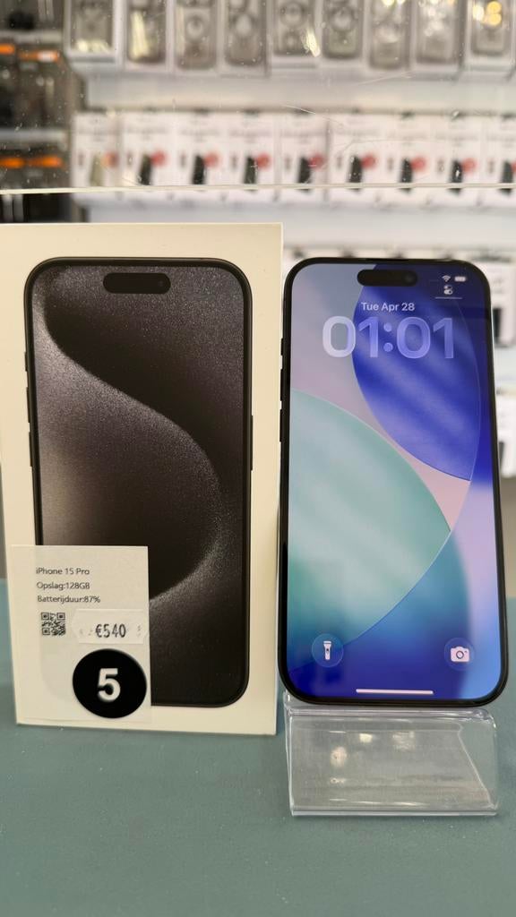 iPhone 15 Pro 128GB Black (5), Ophalen, Apple, Zwart, Zo goed als nieuw