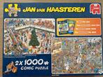 Jan van Haasteren 2x1000 stukjes Kerst Koopjes, Ophalen of Verzenden, 500 t/m 1500 stukjes, Gebruikt, Legpuzzel