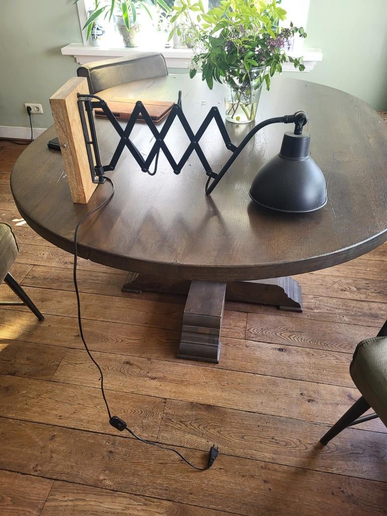 Uitschuifbare wandlamp met harmonica arm, Ophalen of Verzenden, Gebruikt, Industrieel