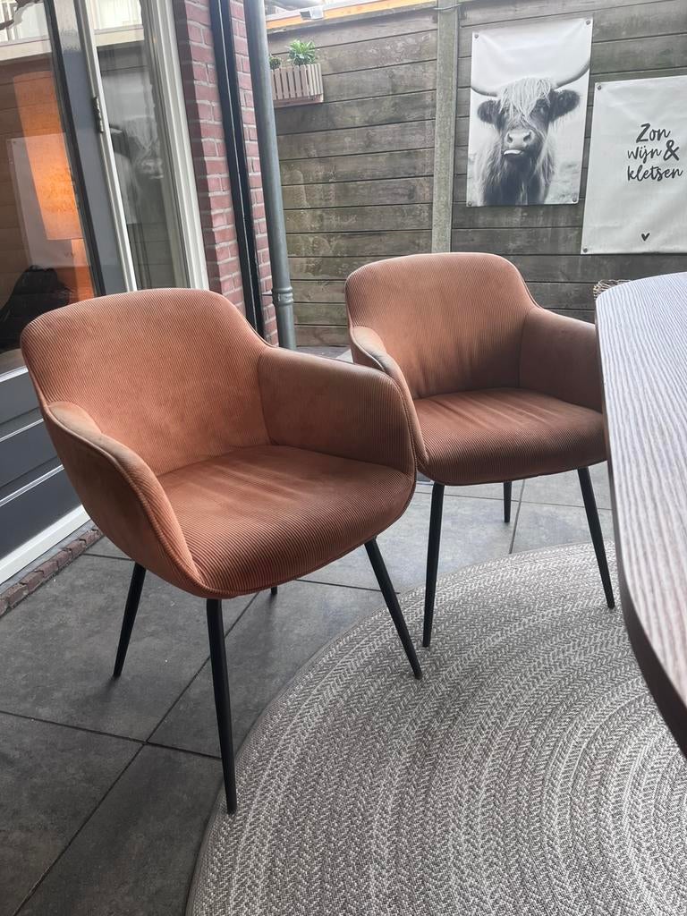 4 eetkamerstoelen, Huis en Inrichting, Stoelen, Ophalen, Gebruikt, Bruin, Vier