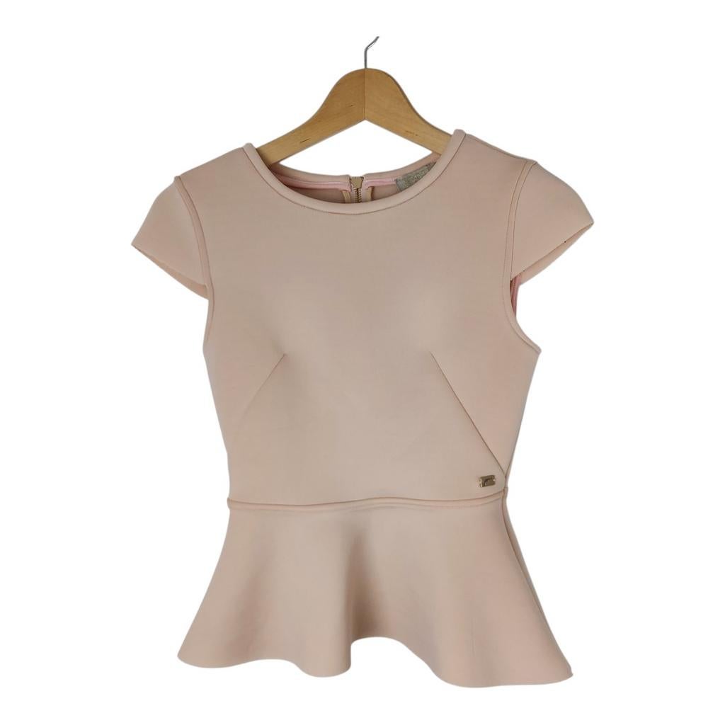 Josh V Lichtroze Nude Peplum Top Maat XS, Ophalen of Verzenden, Korte mouw, Roze, Maat 34 (XS) of kleiner