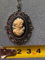 Ketting met camee hanger zwart  /nieuw !, Ophalen of Verzenden, Nieuw, Zilver, Overige materialen