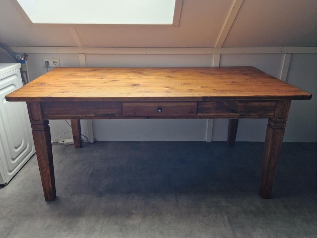 Vintage robuuste eettafel met lade, Ophalen