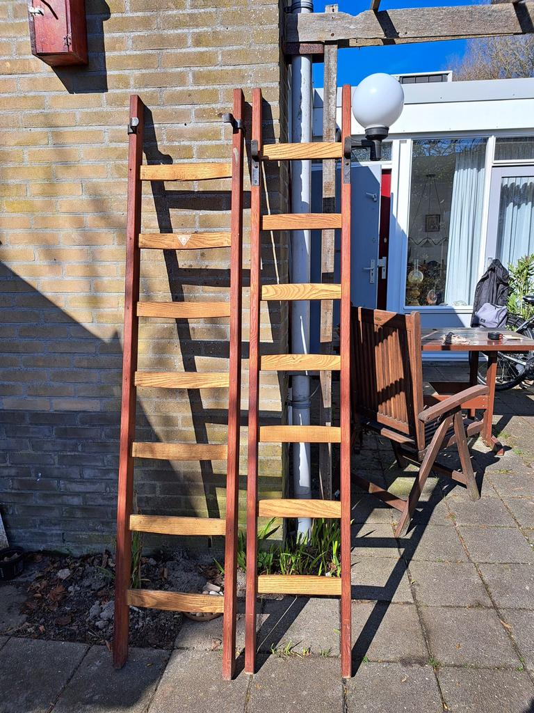 Wienese houten ladder, Doe-het-zelf en Verbouw, Ladders en Trappen, Ophalen, Gebruikt, 2 tot 4 meter