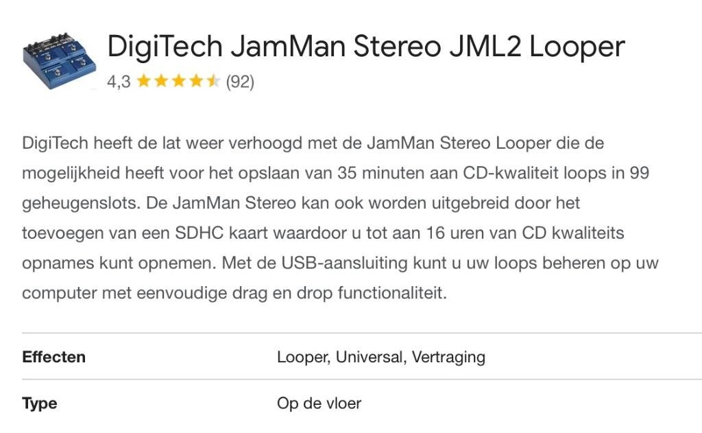 Digitech JamMan stereo looper, Ophalen of Verzenden, Nieuw, Overige typen
