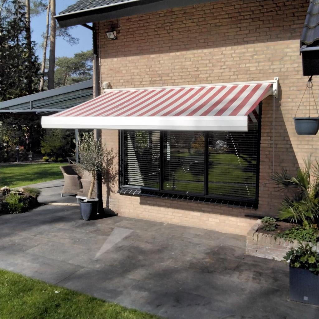 Knikarm zonnescherm 3.60 x 2.00 mtr., Ophalen, Gebruikt, 150 tot 300 cm, 250 cm tot 450 cm