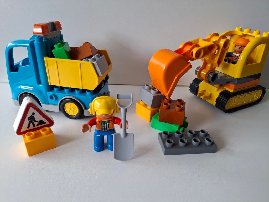 Duplo 10812. Rupsband graafmachine en kiepwagen., Ophalen of Verzenden, Gebruikt, Duplo