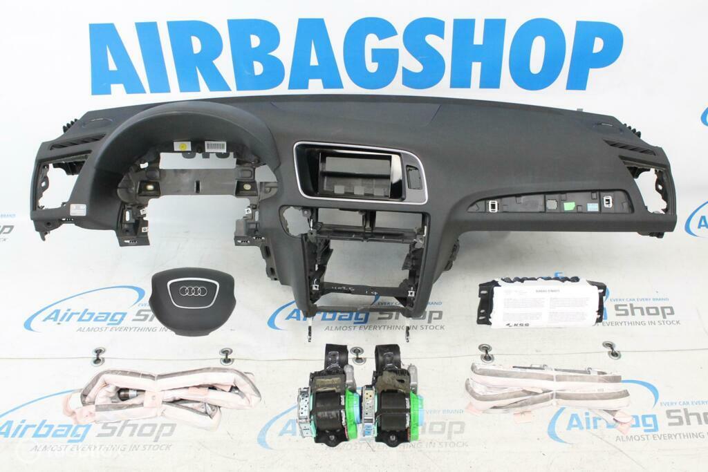 Airbag set Dashboard zwart stiksels 4 spaak Audi Q5 - 8R, Gebruikt, Ophalen of Verzenden
